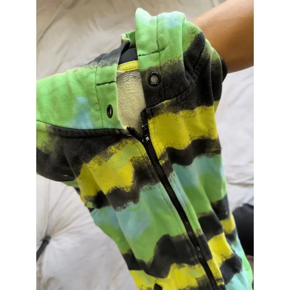 H&M Boys Green, Black, and Yellow Zip Hoodie Size S‎